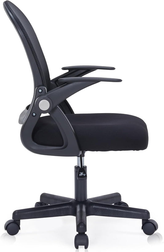 Office Chair with Flip up Armrests Task Chair with Lumbar Support Mesh Computer Chair Swivel Executive Desk for Conference Room (Black)