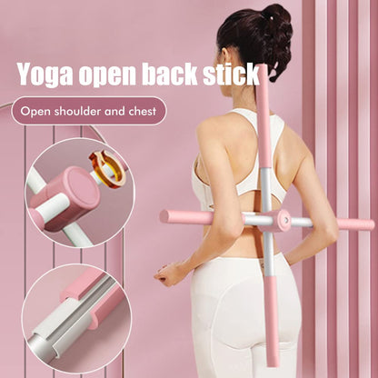 OHEPFD Yoga Sticks Stretching Tool Retractable Posture Corrector Humpback Correction Stick Open Shoulders and Open Back for Adult and Child, 80cm