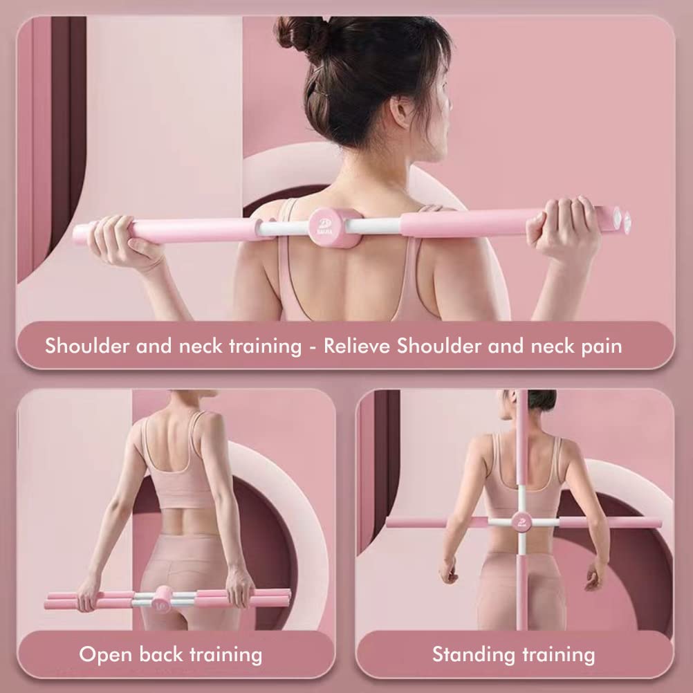 OHEPFD Yoga Sticks Stretching Tool Retractable Posture Corrector Humpback Correction Stick Open Shoulders and Open Back for Adult and Child, 80cm