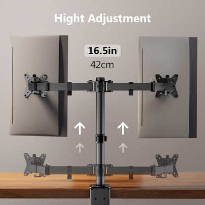 ErGear Dual Monitor Desk Mount, Fully Adjustable Dual Monitor Arm for 2 Computer Screens up to 32 inch, Heavy Duty Dual Monitor Stand for Desk, Holds up to 17.6 lbs per Arm, EGCM1