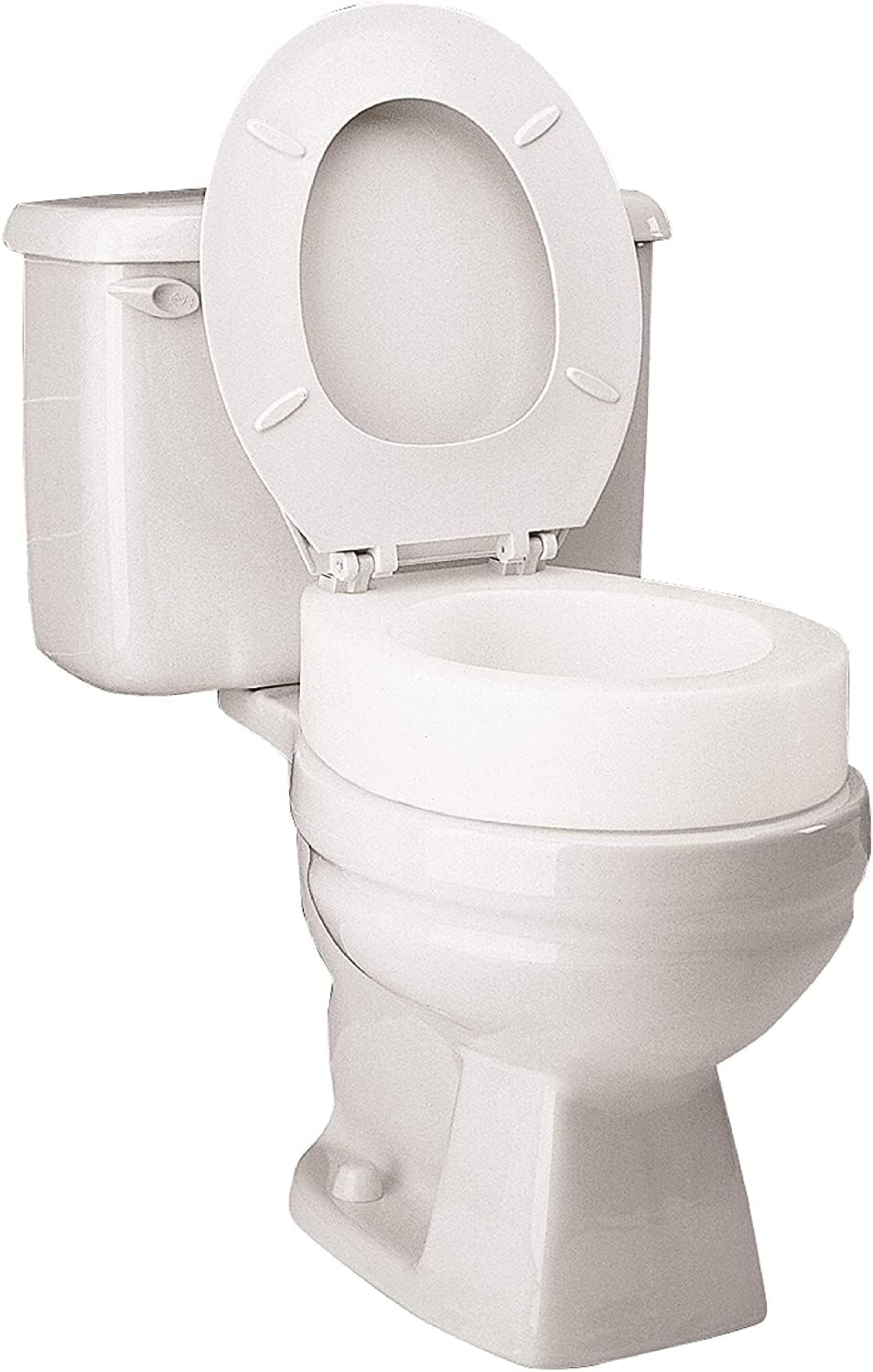 Carex Toilet Seat Riser, Elongated Raised Toilet Seat Adds 3.5 inches to Toilet Height, for Assistance Bending or Sitting, 300 Pound Weight Capacity