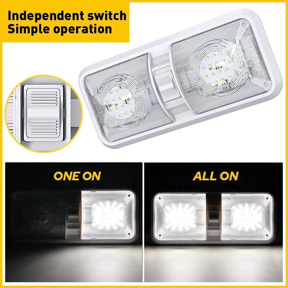 12 Volt LED RV Lights with ON/Off Switch - Daylight 6500K 8W 600LM, Interior Lighting for RV Van Trailer Camper Boat - Pack of 10