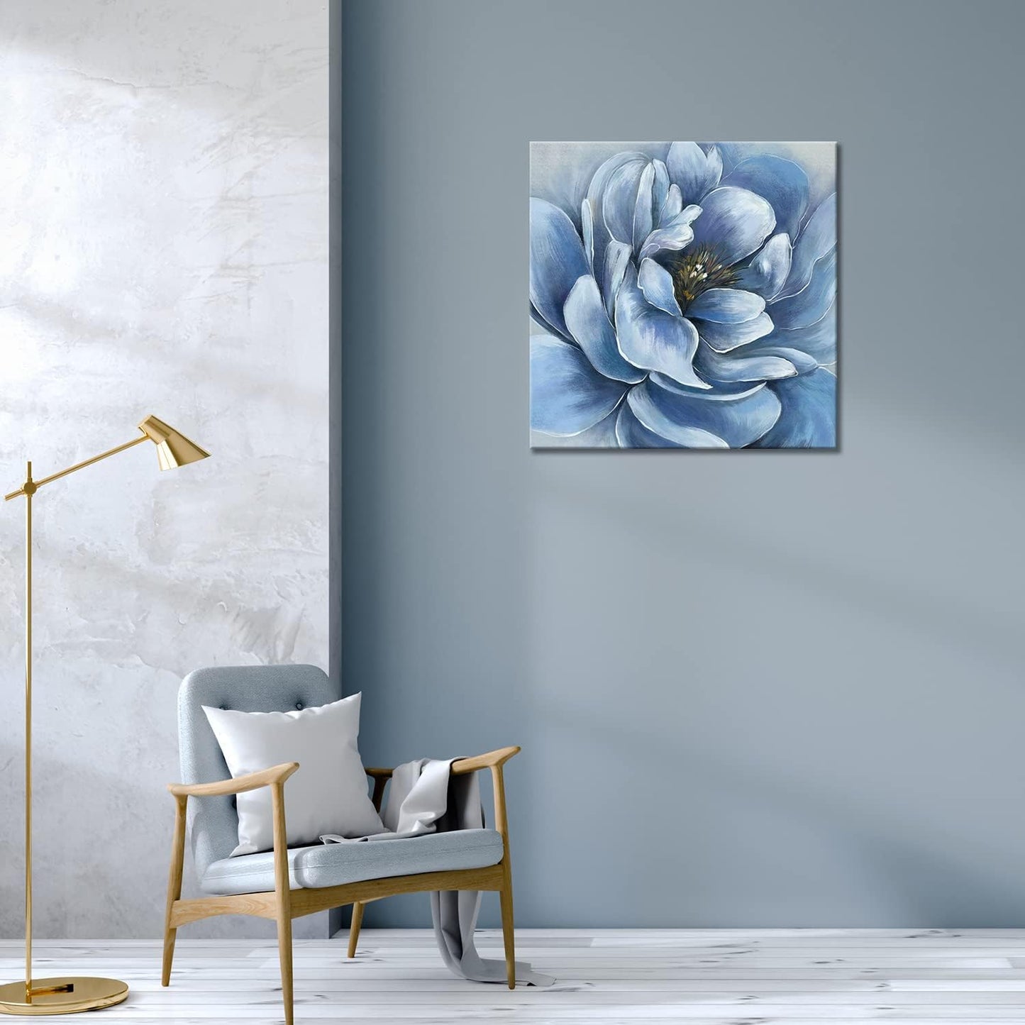 Blue Flower Canvas Wall Art Flower Blossoming Picture Print Wall Painting Modern Artwork Wall D cor for Bedroom Living Room Bathroom Office