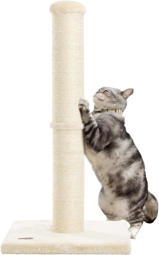 GREY Karolpar 34inch Cat Scratching Post with Natural Sisal Rope 4.3Inch Large Diameter Scratcher Post Tree for Indoor Cats