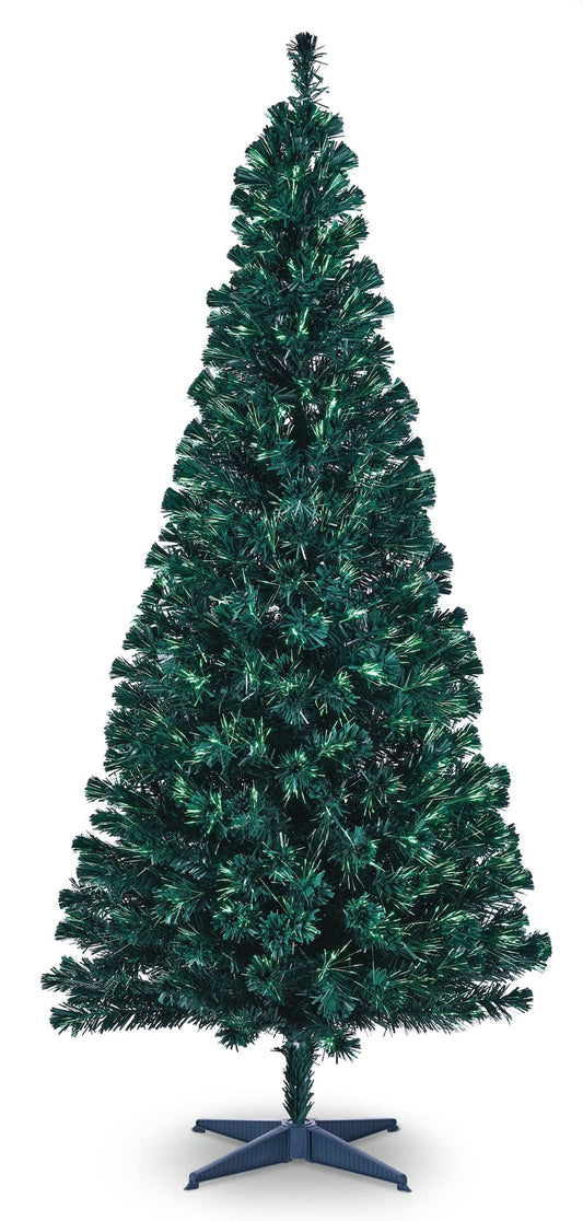 NOMA Pre-Lit Fiber Optic Christmas Tree with Tree Stand, Multi-Colour LED Lights, 7-ft