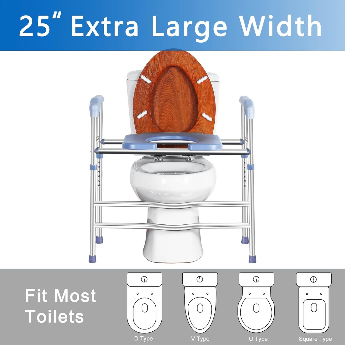 Deewow Raised Toilet Seat with Handles, Toilet Seat Riser for Seniors with Adjustable Height, up to 400lbs, Raised Toilet Seat for Elderly, Pregnant and Handicap, Fit Any Toilet, FSA/HAS Eligible