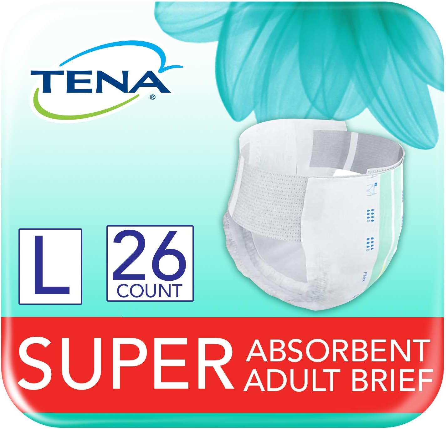 Tena Adjustable Incontinence Briefs, Super Absorbency, Large Waist, 26 Count