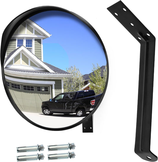 Autrido Convex mirror -18 Inch traffic mirror, Convex mirror with adjustable wall mounting bracket, for indoor and outdoor blind spots mirror,outdoor safety mirror, warehouse blind spot mirror