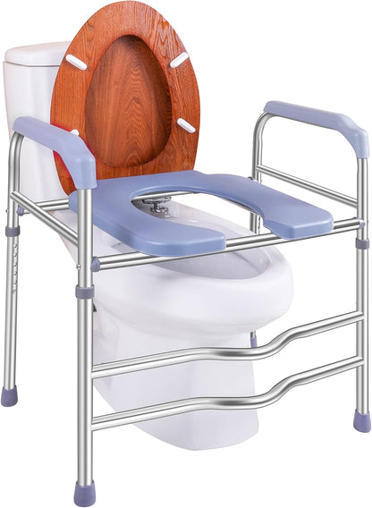 Deewow Raised Toilet Seat with Handles, Toilet Seat Riser for Seniors with Adjustable Height, up to 400lbs, Raised Toilet Seat for Elderly, Pregnant and Handicap, Fit Any Toilet, FSA/HAS Eligible