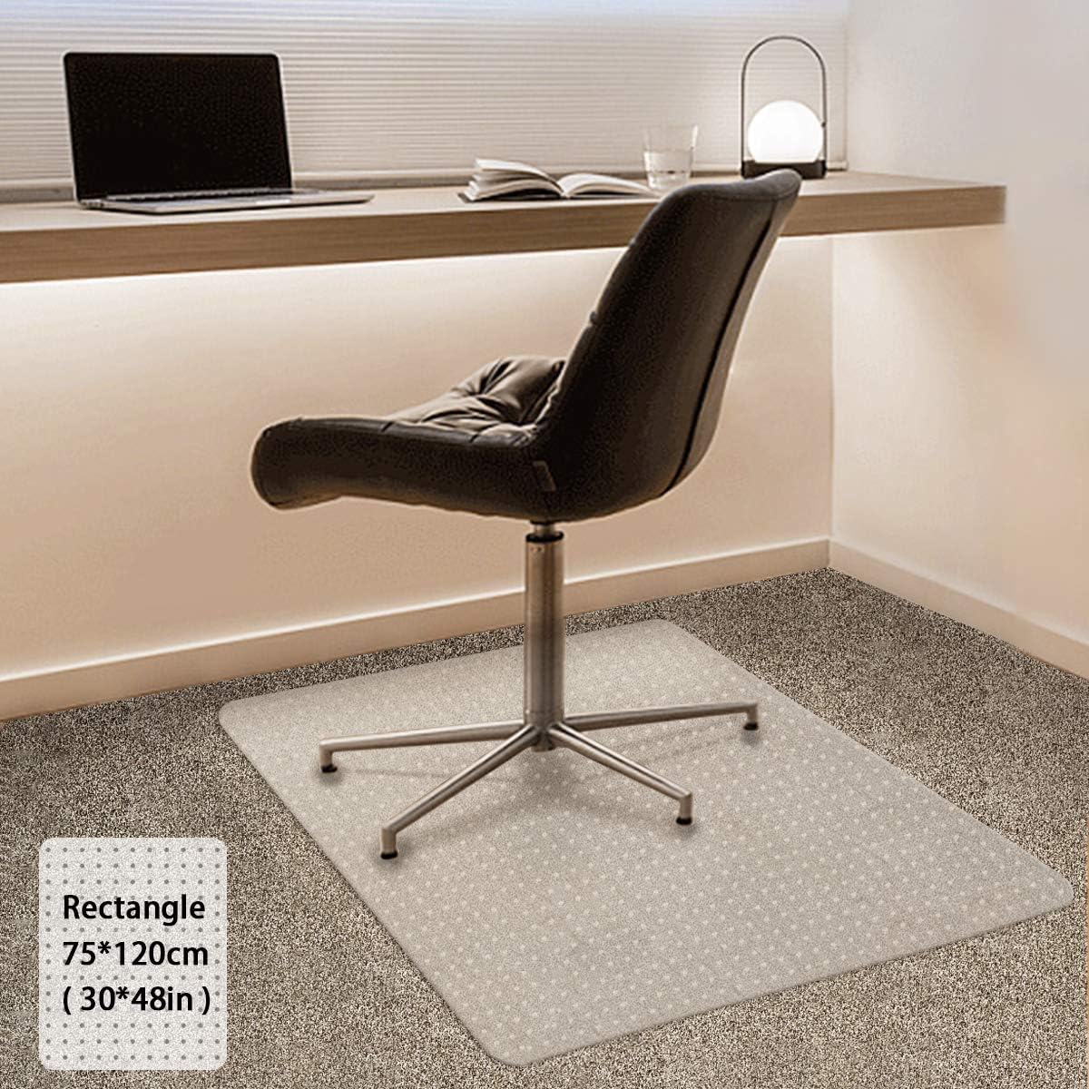 FRUITEAM Office Chair Mat for Carpet, Carpet-Protector, Rectangular Transparent Carpet Floor Mat for Carpet, 75 x 120 cm/30 x 48 inches