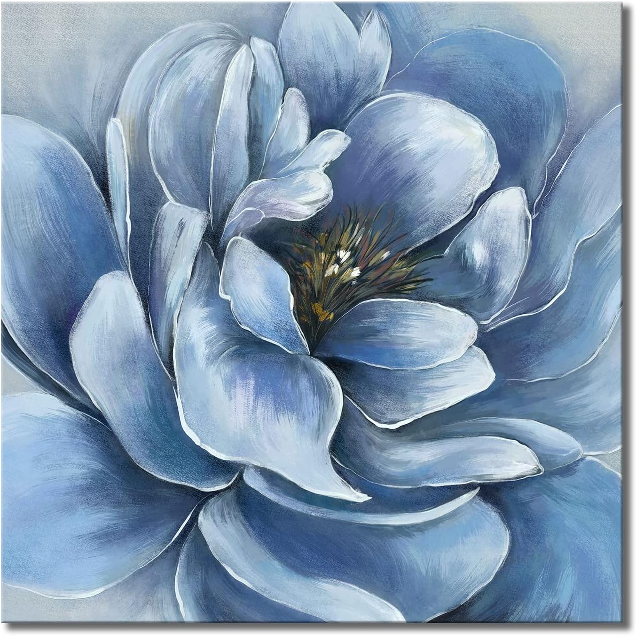 Blue Flower Canvas Wall Art Flower Blossoming Picture Print Wall Painting Modern Artwork Wall D cor for Bedroom Living Room Bathroom Office