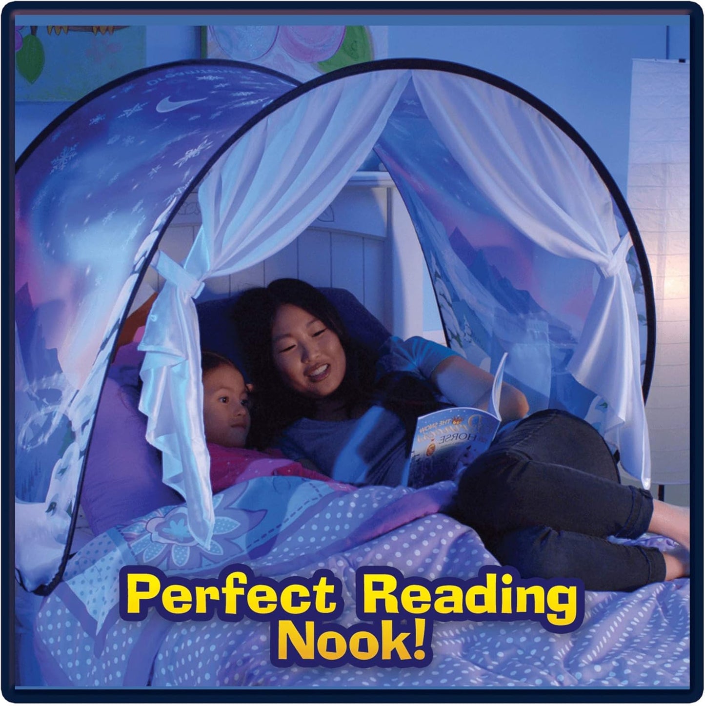 Bed Tent For Kids - Twin Size Bed Tents for Boys and Girls - Pop Up Bed Tent - Twin Bed Tent - Unisex Children's Bed Reading Privacy Canopy w/ Storage Bag - Winter Wonderland.