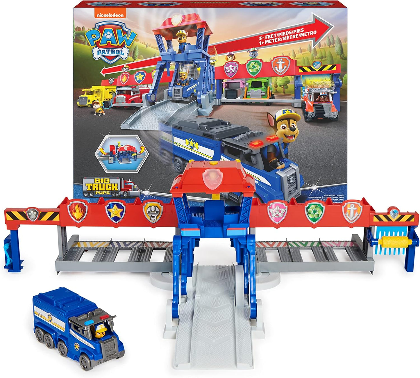 PAW PATROL Big Truck Pups, Truck Stop HQ, 3ft. Wide Transforming Playset, Action Figures, Toy Cars, Lights & Sounds, Kids Toys for Ages 3 & up