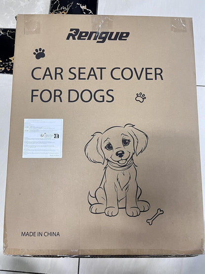 Rengue Dog Car Seat Cover for Back Seat, Pets Protector Hammock Waterproof Back Seat Extender with Mesh Window and Storage Pocket Dog Car Hammock with Universal Size for Cars/Trucks/SUV