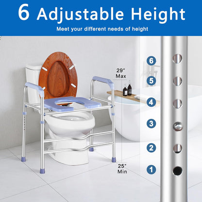 Deewow Raised Toilet Seat with Handles, Toilet Seat Riser for Seniors with Adjustable Height, up to 400lbs, Raised Toilet Seat for Elderly, Pregnant and Handicap, Fit Any Toilet, FSA/HAS Eligible