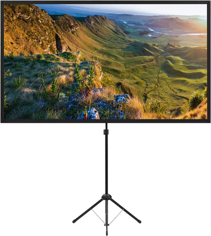 Projector Screen with Stand, 100 Inch Outdoor Projector Screen 16:9 and Tripod Stand, Portable Projector Screen with 1.2 Gain, Lightweight and Compact, Easy Setup, Idea for Home Cinema, Backyard Party