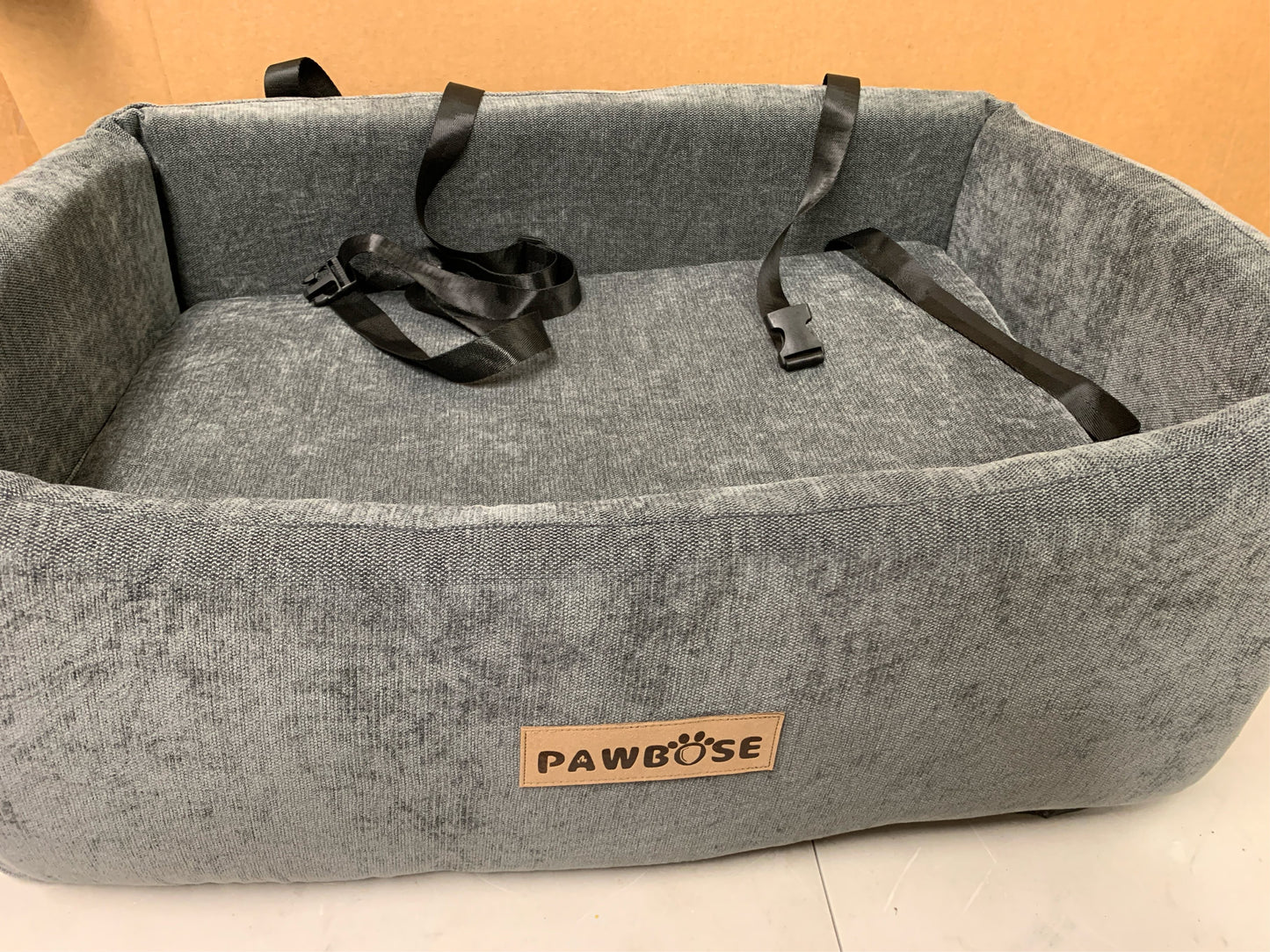 PAWBOSE Dog Car Seat for Large Dogs, Dog Booster Seat for Dogs Under 55Lbs or 2 Small Dogs, Detachable and Washable Travel Dog Bed with Thick Cushion, Grey Elevated Pet Car Seat